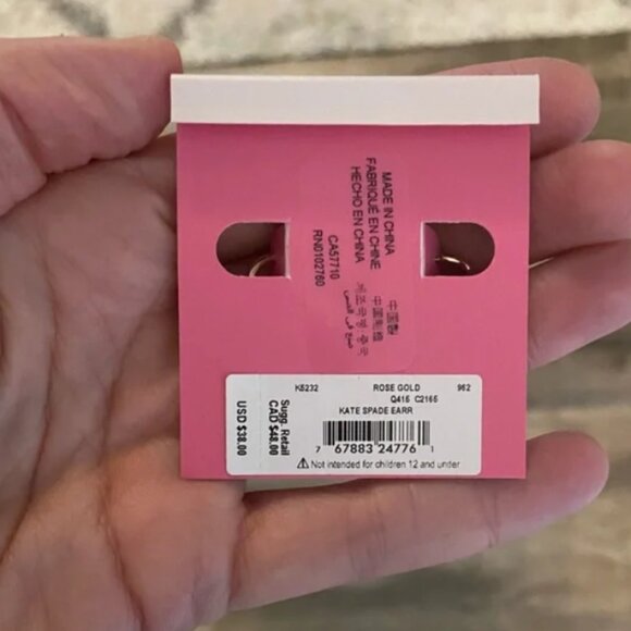 Kate Spade NEW Mini Square Rose Gold Color Glitter Earrings - Picture 4 of 5